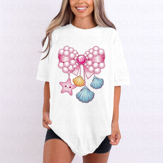 COQUETTE STAR FISH & CLAMS PEARL BOW - DTF TRANSFER