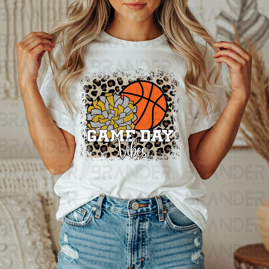 GAME DAY VIBES *GOLD & SILVER W/FAUX GLITTER* - DTF TRANSFER
