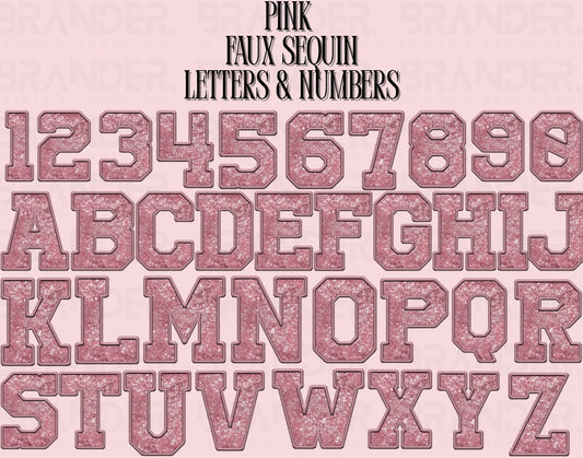 PINK  LETTTER & NUMBERS *FAUX SEQUIN* - DTF TRANSFER