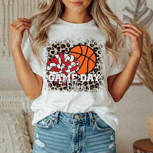 GAME DAY VIBES *RED & WHITE W/FAUX GLITTER* - DTF TRANSFER