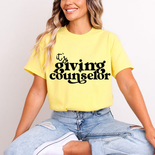 IT'S GIVING COUNSELOR *BLACK* - DTF TRANSFER