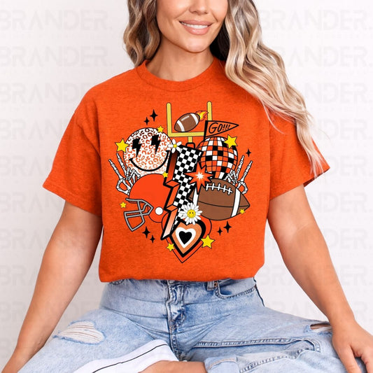 RETRO FOOTBALL *ORANGE & BLACK* - DTF TRANSFER