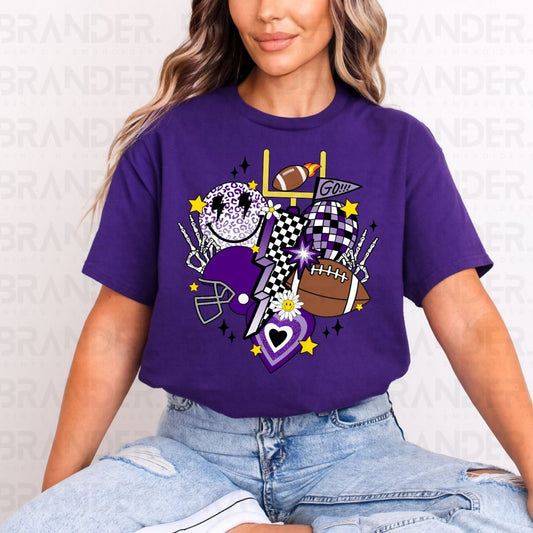 RETRO FOOTBALL *PURPLE & BLACK* - DTF TRANSFER