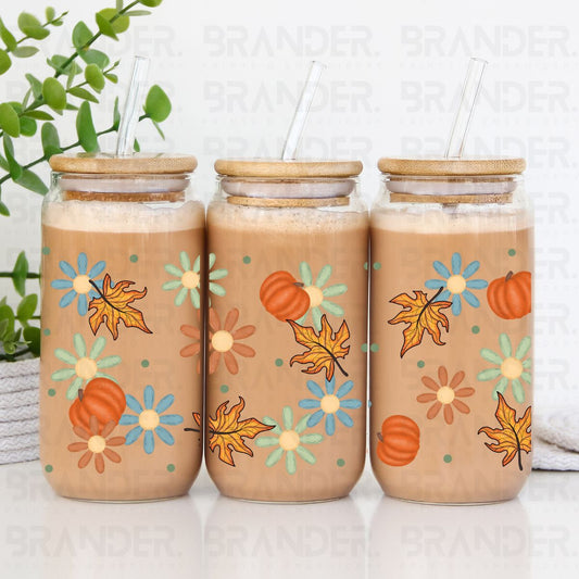 FLOWERS,LEAVES & PUMPKINS - 16 OZ - UVDTF