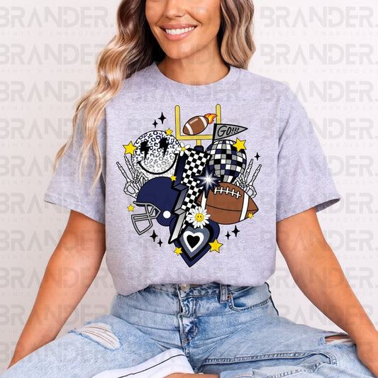 RETRO FOOTBALL *NAVY & BLACK* - DTF TRANSFER
