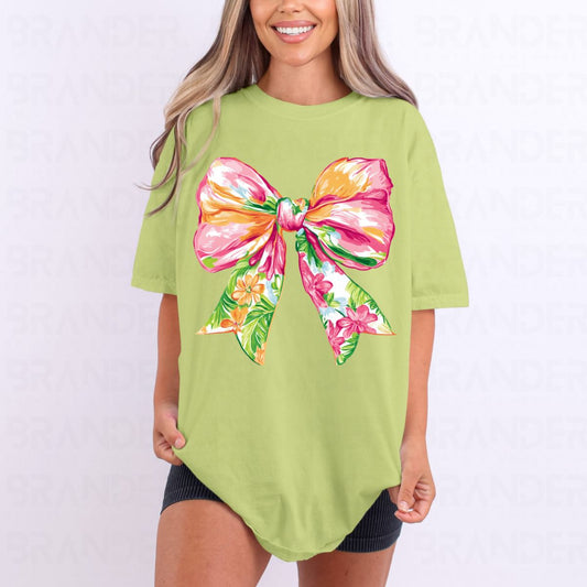 COQUETTE PREPPY FLORAL BOW - DTF TRANSFER