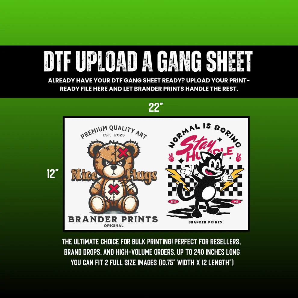 DTF GANG SHEET - UPLOAD YOUR OWN – Brander Prints & Embroidery, LLC