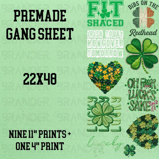 ST PATRICK'S DAY - 22X48 - PREMADE GANG SHEET