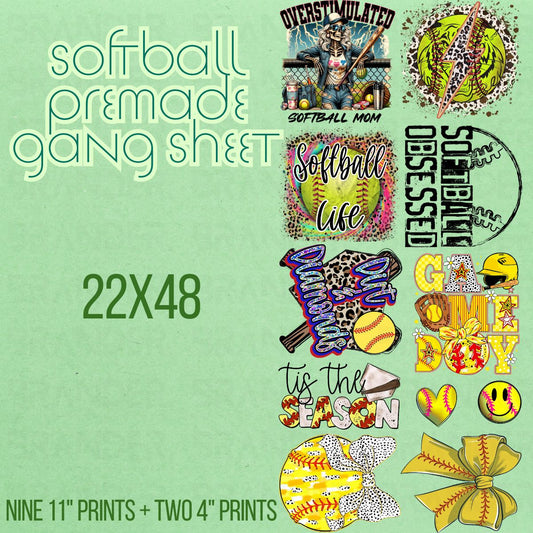 SOFTBALL - 22X48 - PREMADE GANG SHEET